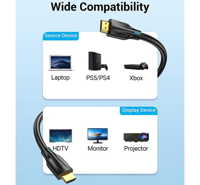 Vention Кабель мультимедійний HDMI Male to Male 8K HD Cable 10M Black VENTION (AANBL)