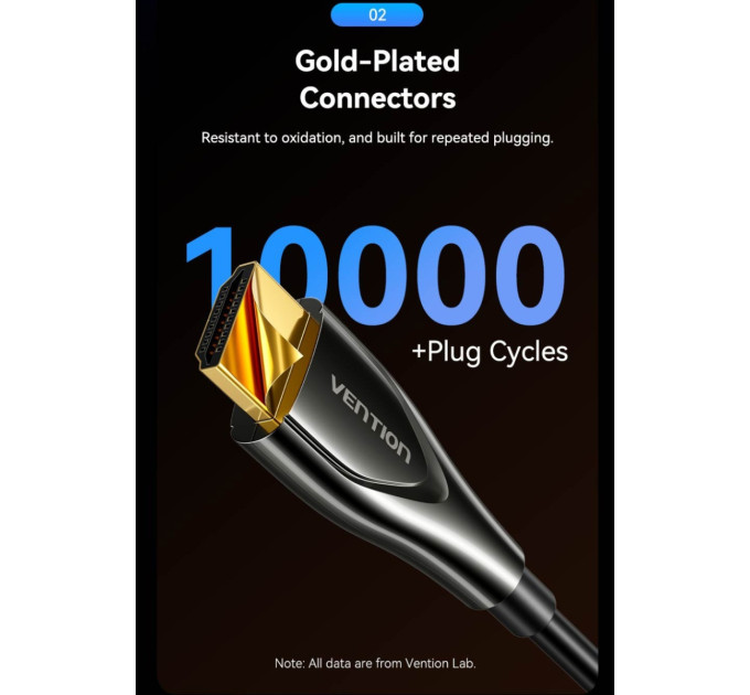 Vention Кабель мультимедійний 4K Fiber Optic HDMI Male to Male Cable 20M Black Zinc Alloy Type VENTION (ALSBQ)