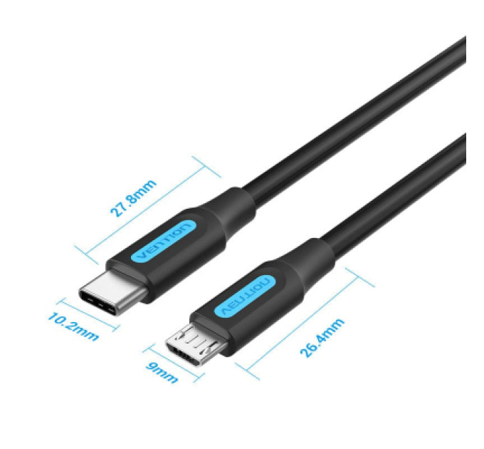 Vention Дата кабель USB 2.0 C Male to Micro-B Male 2A Cable 1M Black VENTION (COVBF)
