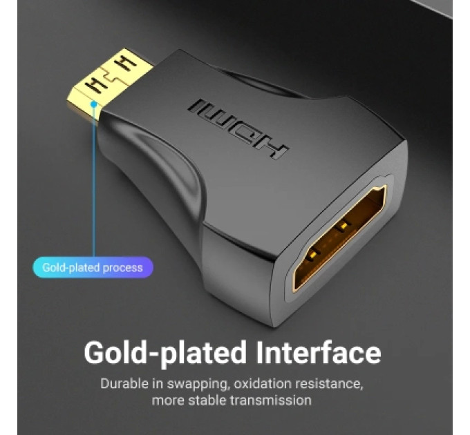 Перехідник Mini HDMI Male to HDMI Female Adapter Black VENTION (AISB0)
