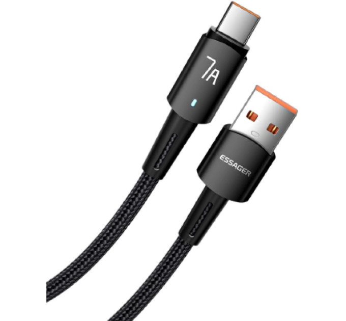Essager Дата кабель USB 2.0 AM to USB-C 0.5m 7A 100W black Essager (EXC7A-CGB01-P)