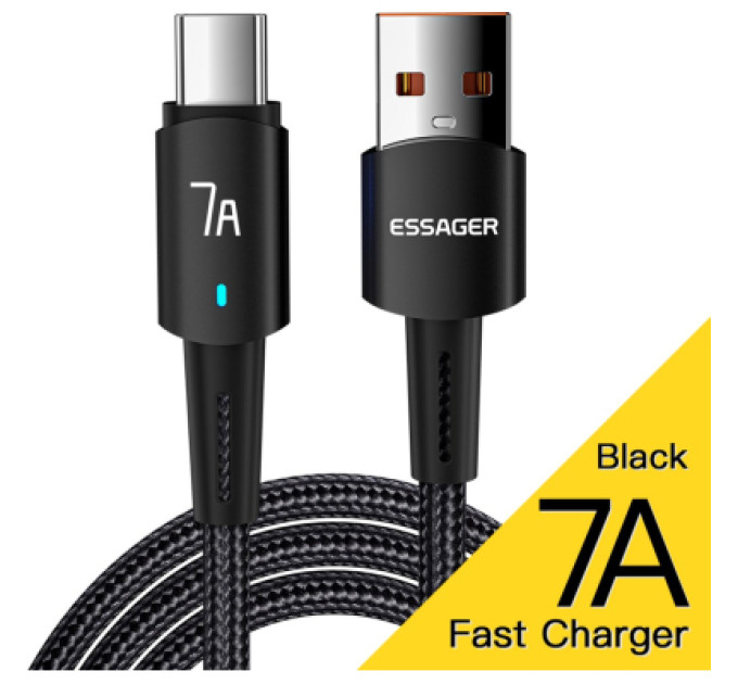 Essager Дата кабель USB 2.0 AM to USB-C 0.5m 7A 100W black Essager (EXC7A-CGB01-P)