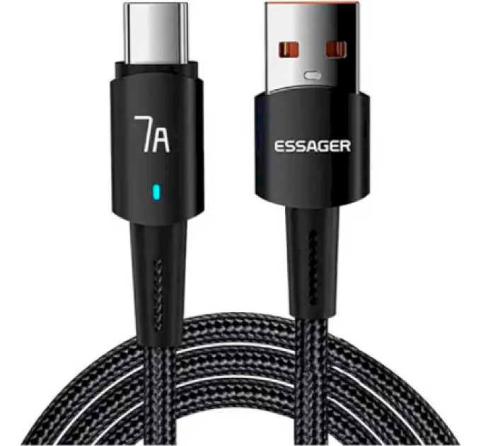 Essager Дата кабель USB 2.0 AM to USB-C 0.5m 7A 100W black Essager (EXC7A-CGB01-P)