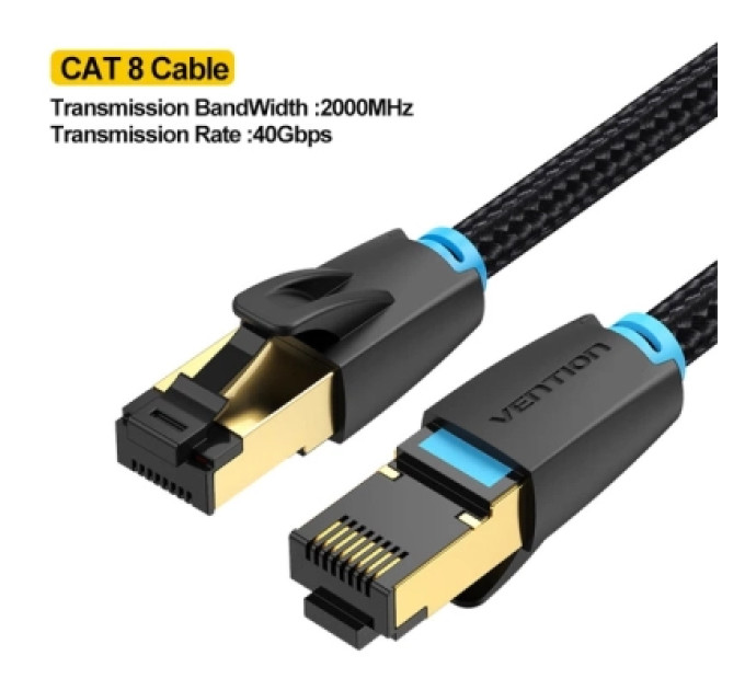 Vention Патч-корд Cotton Braided Cat.8 SFTP Patch Cable 2M Black Vention (IKGBH)