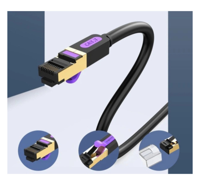 Патч-корд Cat.7 SFTP Patch Cable 5M Black Vention (ICDBJ)