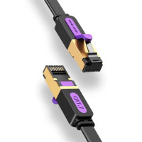 Патч-корд Flat Cat.7 Patch Cable 10M Black Vention (ICABL)