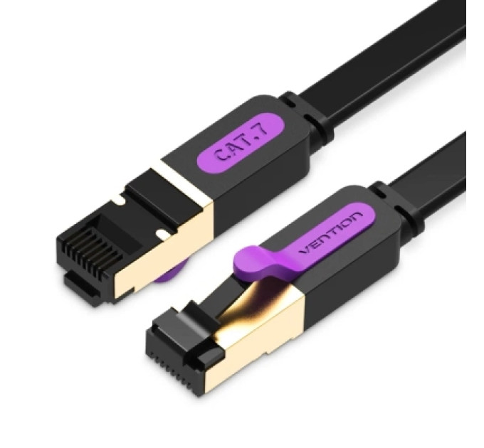 Патч-корд Flat Cat.7 Patch Cable 15M Black Vention (ICABN)