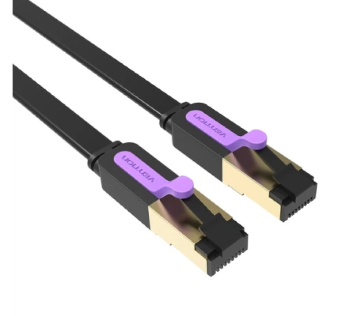 Патч-корд Flat Cat.7 Patch Cable 15M Black Vention (ICABN)