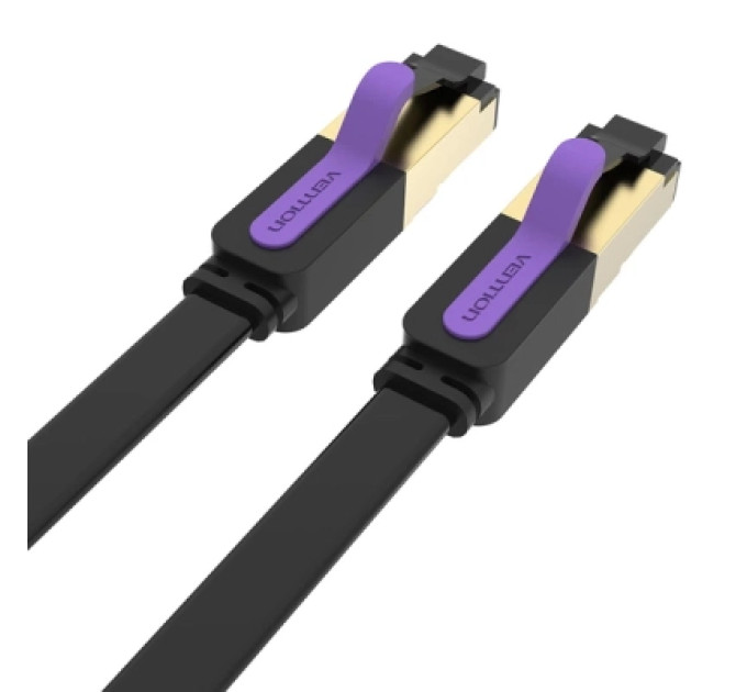 Патч-корд Flat Cat.7 Patch Cable 15M Black Vention (ICABN)