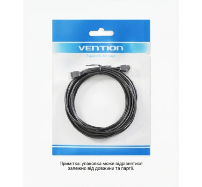 Патч-корд Cat.6A UTP Patch Cable 0.5M Black Slim Type Vention (IBIBD)