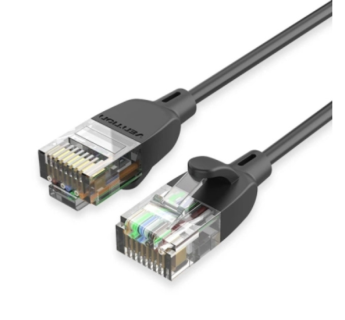Патч-корд Cat.6A UTP Patch Cable 0.5M Black Slim Type Vention (IBIBD)