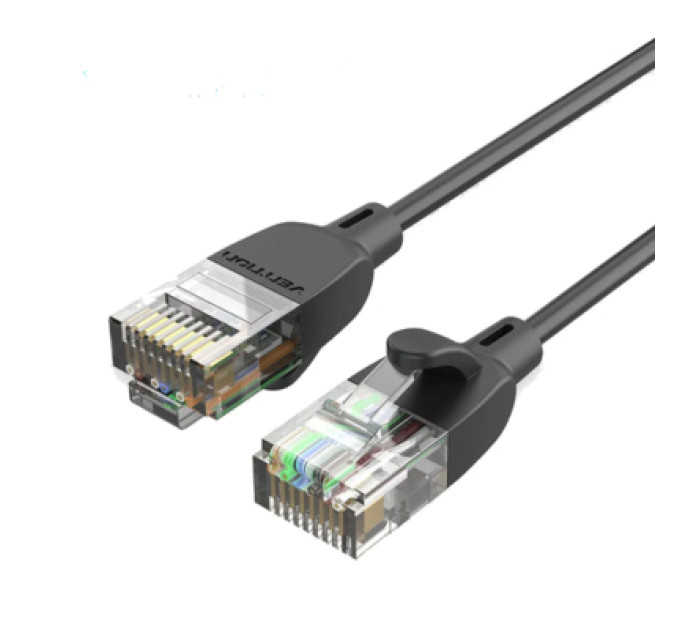 Vention Патч-корд Cat.6A UTP Patch Cable 1M Black Slim Type Vention (IBIBF)