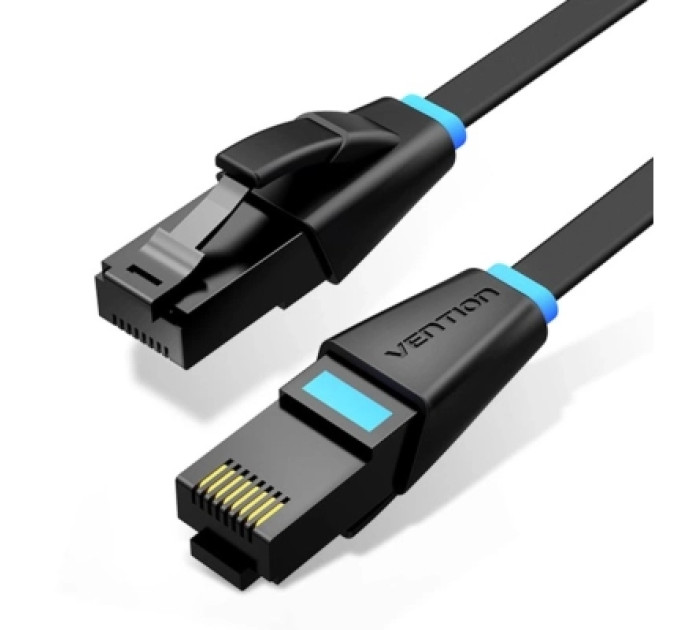 Патч-корд Flat Cat.6 UTP Patch Cable 1M Black Vention (IBJBF)