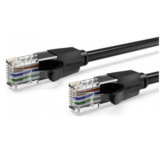 Патч-корд Flat Cat.6 UTP Patch Cable 1.5M Black Vention (IBJBG)
