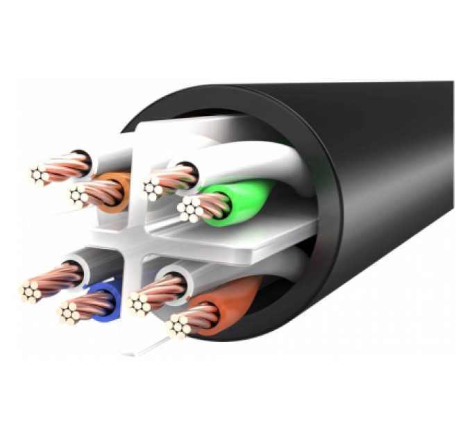 Патч-корд Flat Cat.6 UTP Patch Cable 1.5M Black Vention (IBJBG)