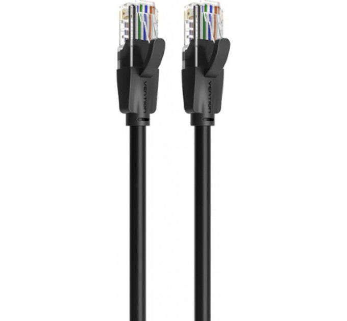 Патч-корд Flat Cat.6 UTP Patch Cable 1.5M Black Vention (IBJBG)