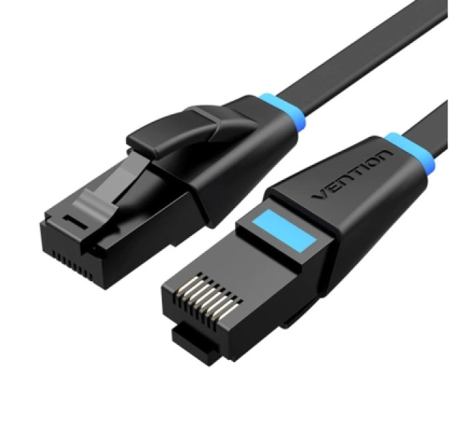 Патч-корд Flat Cat.6 UTP Patch Cable 2M Black Vention (IBJBH)