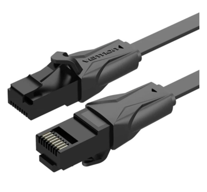 Патч-корд Flat Cat.6 UTP Patch Cable 5M Black Vention (IBJBJ)