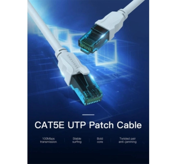 Патч-корд Cat.5E UTP Patch Cable 0.75M Blue Vention (VAP-A10-S075)