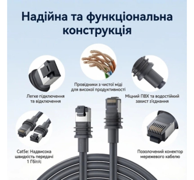 Патч-корд Starlink Generation 3 Ethernet Patch Cable 10M Gray Vention (IACHL)