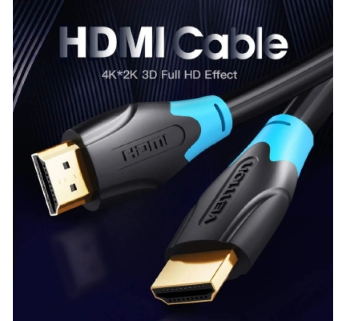 Кабель мультимедійний Flat HDMI Cable 3M Black Vention (VAA-B02-L300)