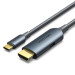 Кабель мультимедійний HDMI Male to USB-C Male 4K HD Cable with Power Supply 1.5M Gray Metal Type Vention (ABLHG)