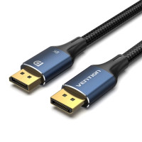 Кабель мультимедійний Cotton Braided DP Male to Male HD Cable 8K 2M Blue Aluminum Alloy Type Vention (HCELH)
