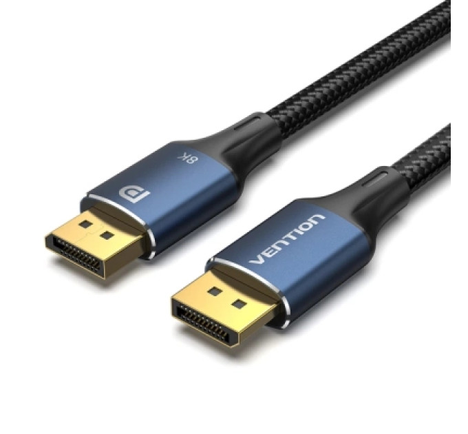 Кабель мультимедійний Cotton Braided DP Male to Male HD Cable 8K 2M Blue Aluminum Alloy Type Vention (HCELH)