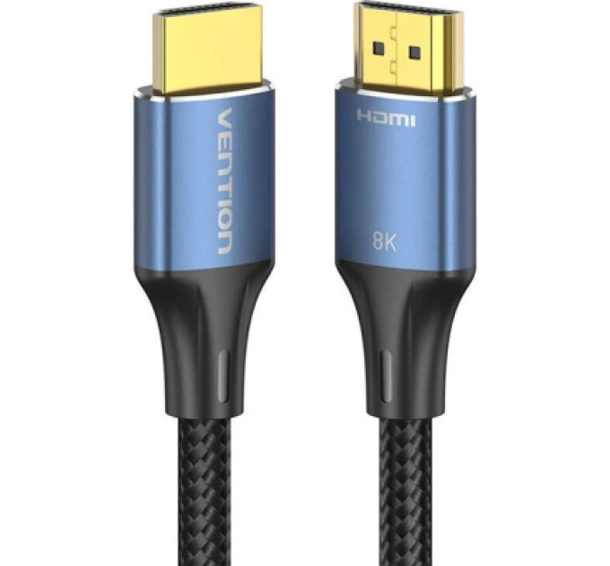 Кабель мультимедійний Fabric Braided HDMI-A Male to Male HD Cable 16K 1.5M Gray Vention (ALVHG)