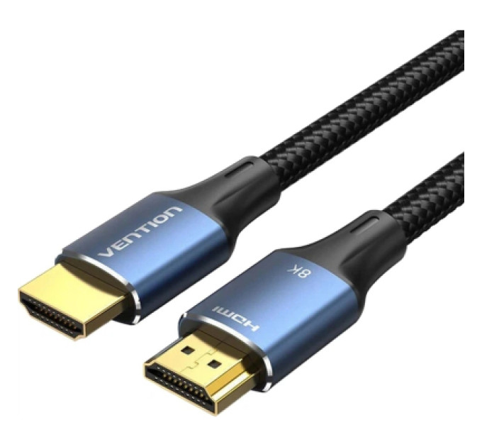 Кабель мультимедійний Fabric Braided HDMI-A Male to Male HD Cable 16K 1.5M Gray Vention (ALVHG)