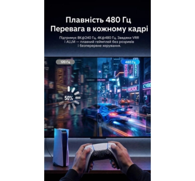 Кабель мультимедійний Fabric Braided HDMI-A Male to Male HD Cable 16K 2M Gray Vention (ALVHH)