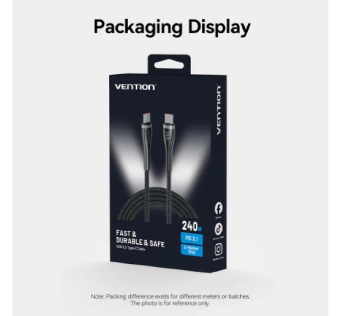 Кабель мультимедійний Fabric Braided HDMI-A Male to Male HD Cable 16K 2M Gray Vention (ALVHH)