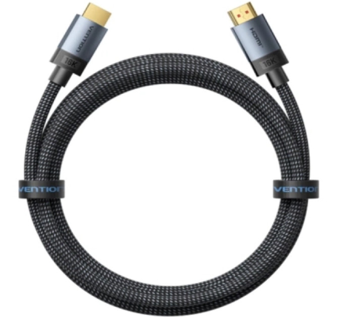 Кабель мультимедійний Fabric Braided HDMI-A Male to Male HD Cable 16K 3M Gray Vention (ALVHI)