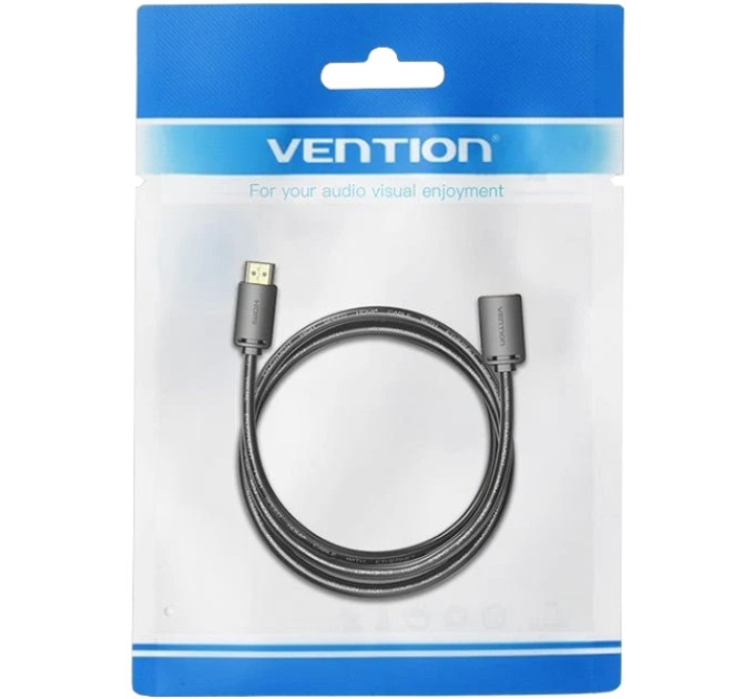 Vention Кабель мультимедійний HDMI-A Male to HDMI-A Female 4K HD Cable PVC Type 0.5M Black Vention (AHCBD)