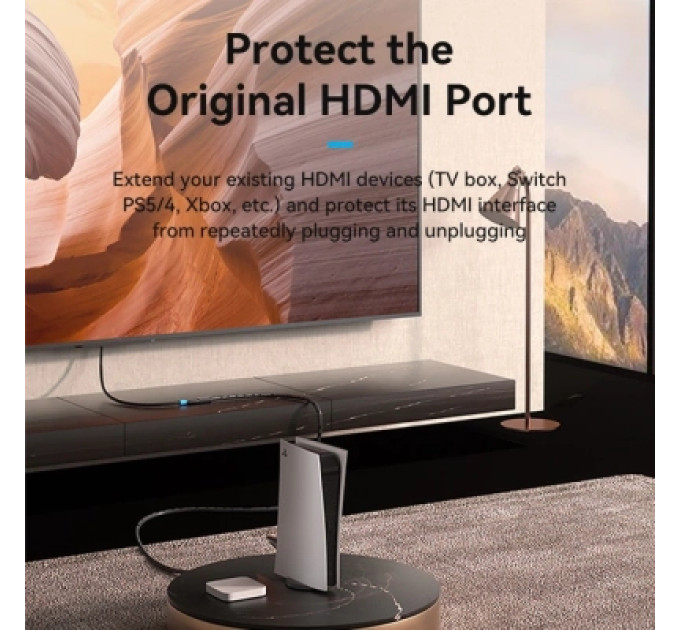 Кабель мультимедійний HDMI-A Male to HDMI-A Female 4K HD Cable PVC Type 0.5M Black Vention (AHCBD)