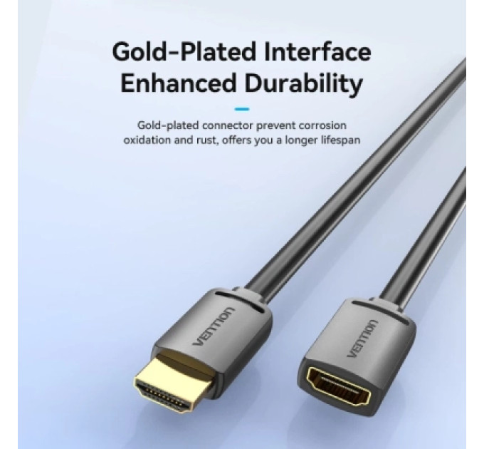 Кабель мультимедійний HDMI-A Male to HDMI-A Female 4K HD Cable PVC Type 0.5M Black Vention (AHCBD)