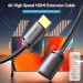 Кабель мультимедійний HDMI-A Male to HDMI-A Female 4K HD Cable PVC Type 0.5M Black Vention (AHCBD)