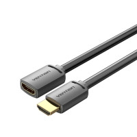 Кабель мультимедійний HDMI-A Male to HDMI-A Female 4K HD Cable PVC Type 0.5M Black Vention (AHCBD)