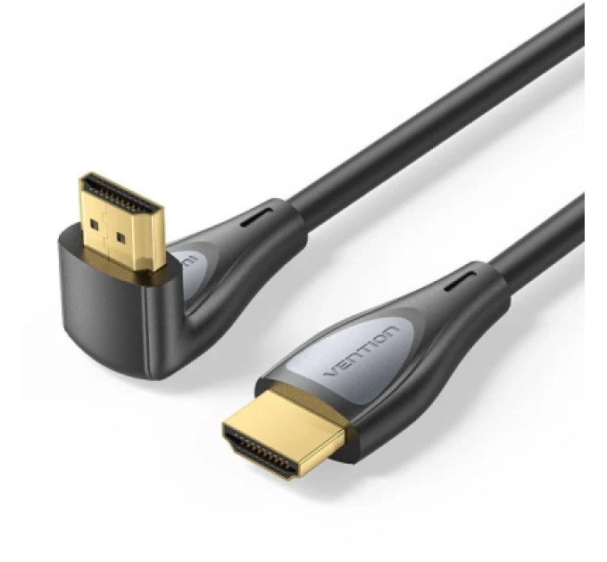 Кабель мультимедійний HDMI-A Male to Male 4K HD Right Angle Cable 90 Degree 1M Black Vention (ALRBF)