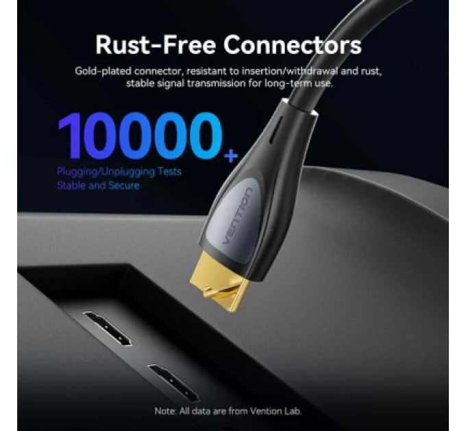 Кабель мультимедійний HDMI-A Male to Male 4K HD Right Angle Cable 90 Degree 1M Black Vention (ALRBF)