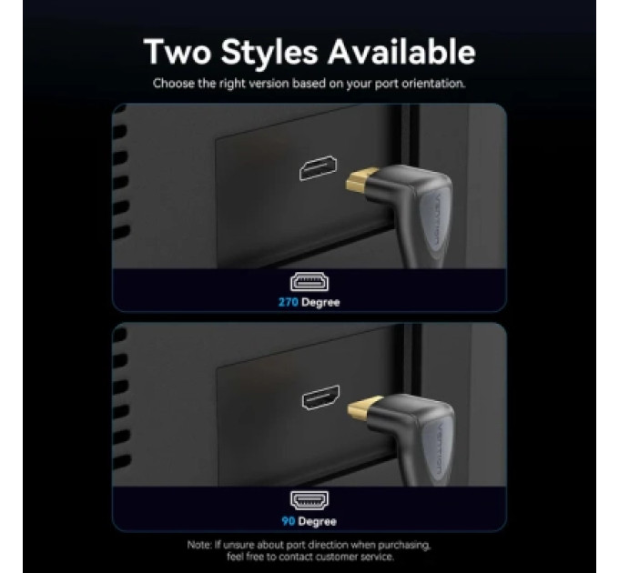 Кабель мультимедійний HDMI-A Male to Male 4K HD Right Angle Cable 90 Degree 1M Black Vention (ALRBF)