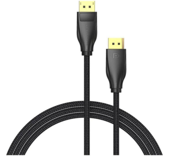 Кабель мультимедійний Fabric Braided DP 2.1 Male to Male 80G HD Cable 1.5M Gray Aluminum Alloy Type Vention (HGCHG)