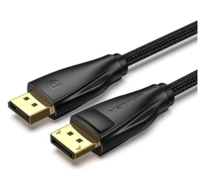 Кабель мультимедійний Fabric Braided DP 2.1 Male to Male 80G HD Cable 1.5M Gray Aluminum Alloy Type Vention (HGCHG)