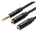 Кабель мультимедійний 3.5mm Male to 2*3.5mm Female Stereo Splitter Cable 0.3M Black Metal Type Vention (BBWBY)