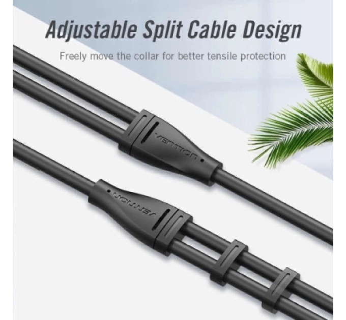 Кабель мультимедійний 3.5mm Male to 2*3.5mm Female Stereo Splitter Cable 0.3M Black Metal Type Vention (BBWBY)