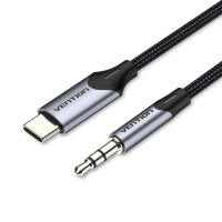 Кабель мультимедійний USB-C Male to 3.5MM Male Cable 1M Gray Aluminum Alloy Type Vention (BGKHF)