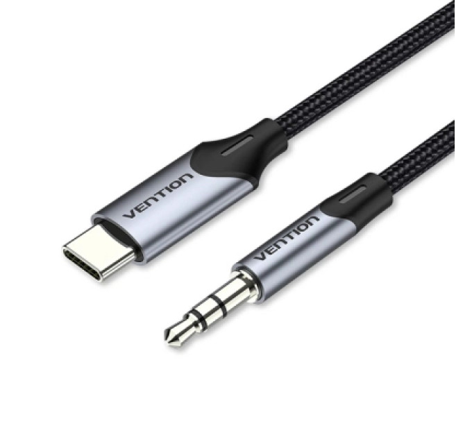 Кабель мультимедійний USB-C Male to 3.5MM Male Cable 1M Gray Aluminum Alloy Type Vention (BGKHF)