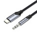Кабель мультимедійний USB-C Male to 3.5MM Male Cable 1M Gray Aluminum Alloy Type Vention (BGKHF)