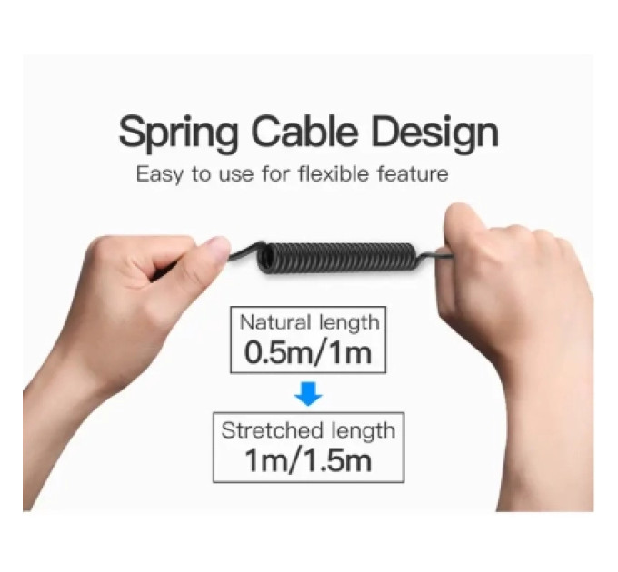 Кабель мультимедійний Type-C to 3.5mm Male Spring Audio Cable 1M Black Metal Type Vention (BGABF)