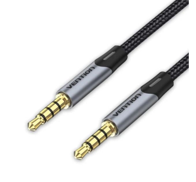 Vention Кабель мультимедійний TRRS 3.5MM Male to Male Aux Cable 1.5M Gray Vention (BAQHG)
